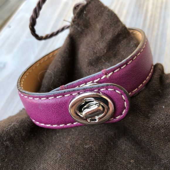 Coach Jewelry - Coach BNWOT Purple Leather Cuff with Coach Pouch!